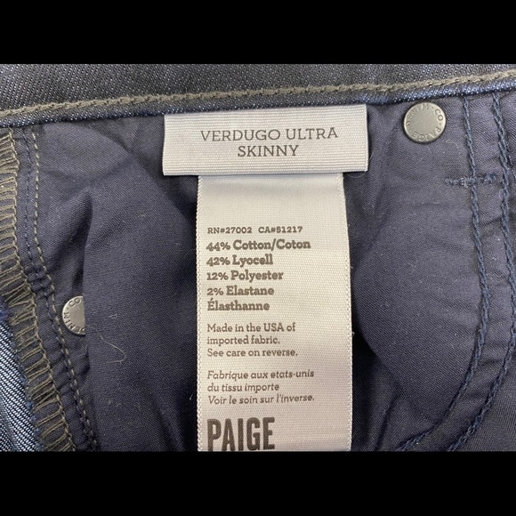 NWT PAIGE Dark Blue Skinny Jeans - Picture 4 of 4